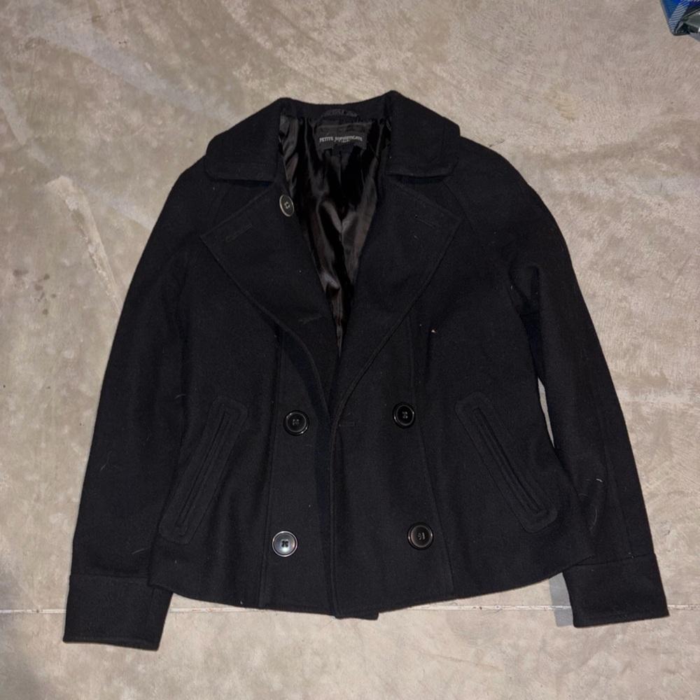 Petite Sophisticate Black Pea Coat